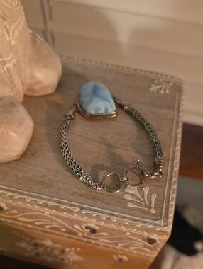 Sterling Silver Blue Stone Toggle Bracelet